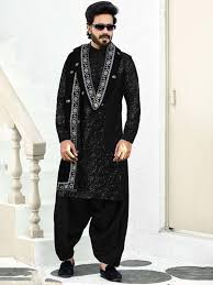 Printed Black kurta